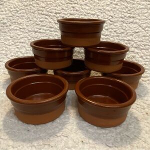 Tera Cotta CERMER Ramekin Set Of 8 Creme Brulee Dipping Nut Bowls 3 1/2" Wide.